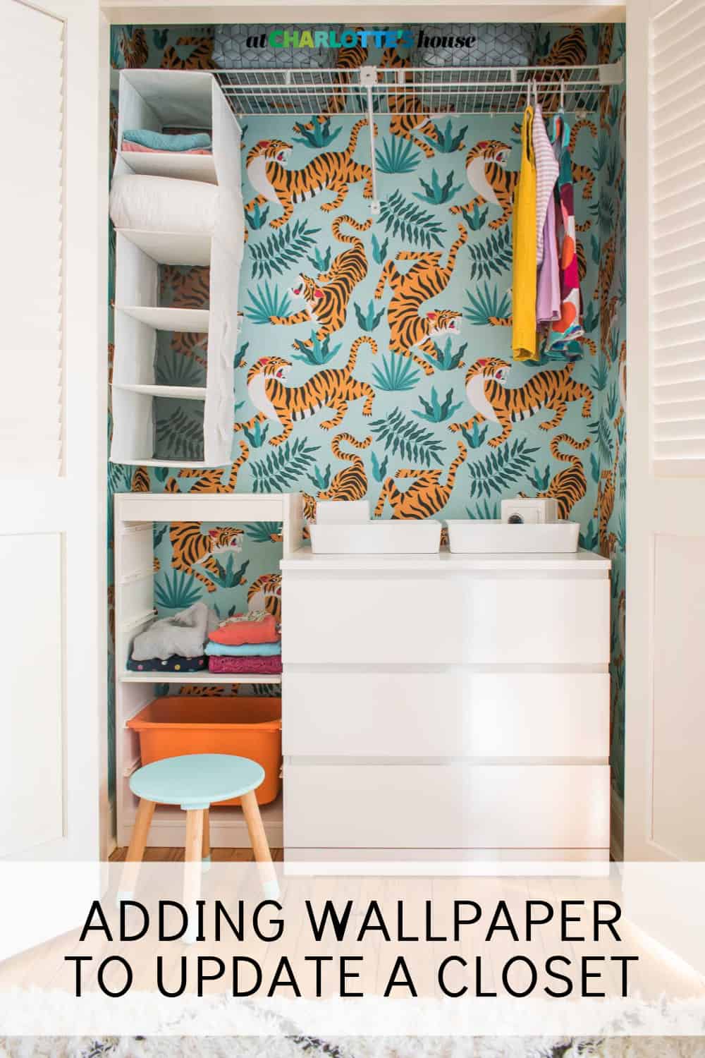 wallpapered closet