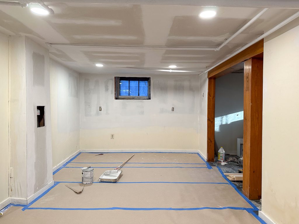 basement ready for paint