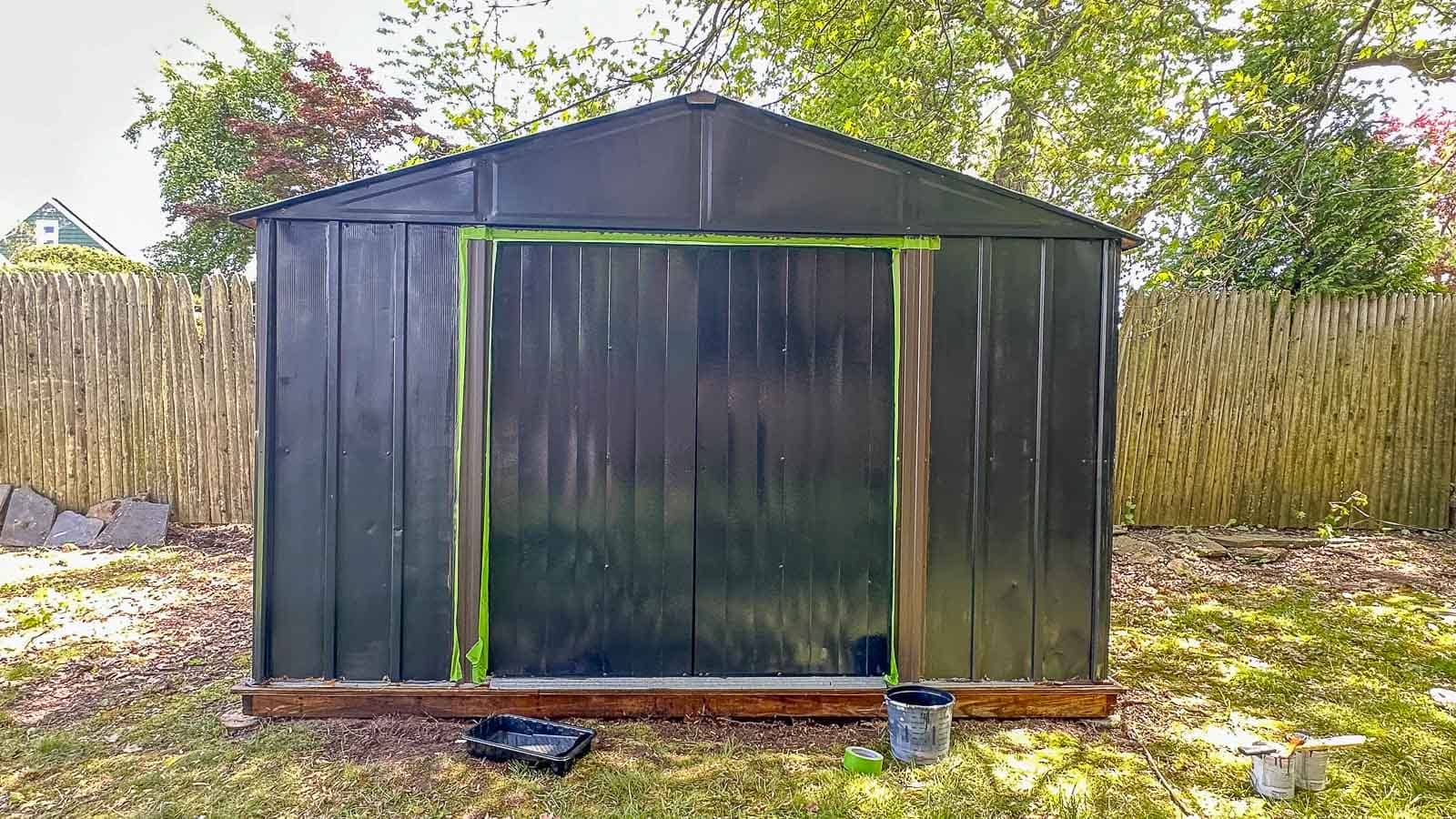 painting our backyard shed