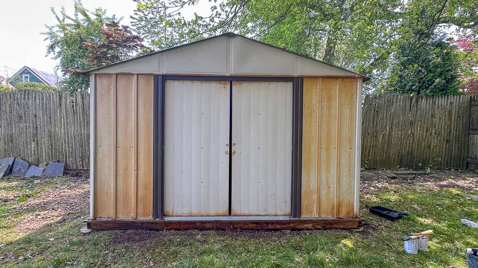 painting our backyard shed