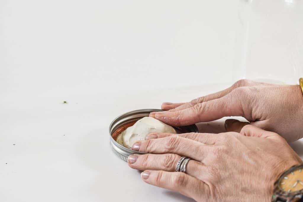 clay on mason jar lid