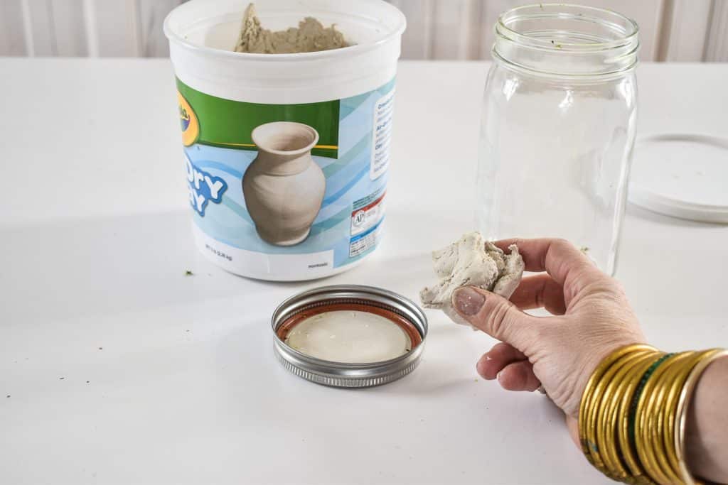 clay on mason jar lid
