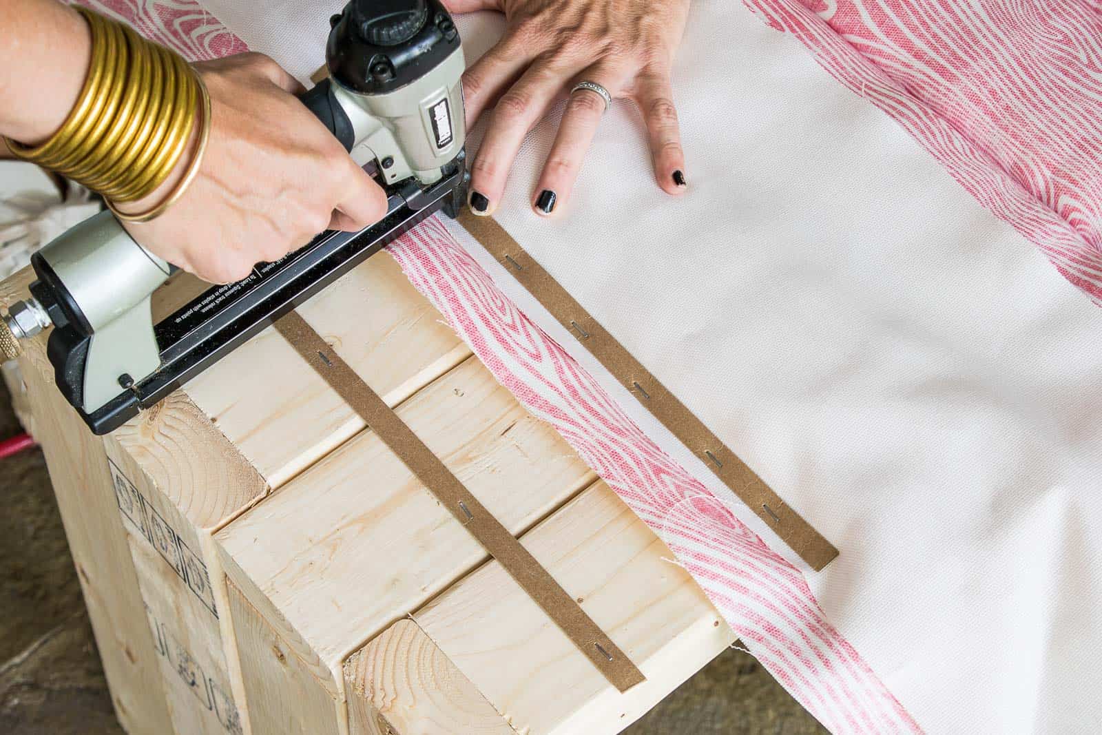 staple tack strip over fabric