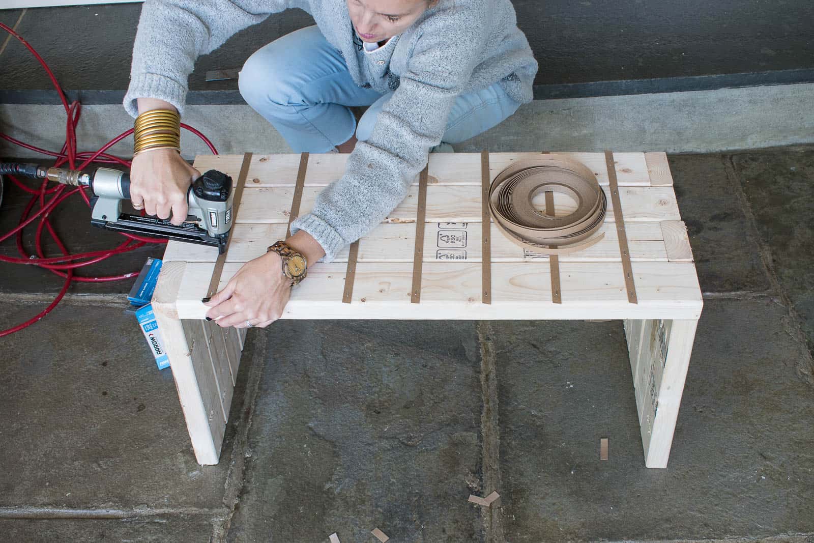 measure and staple tack strips in place