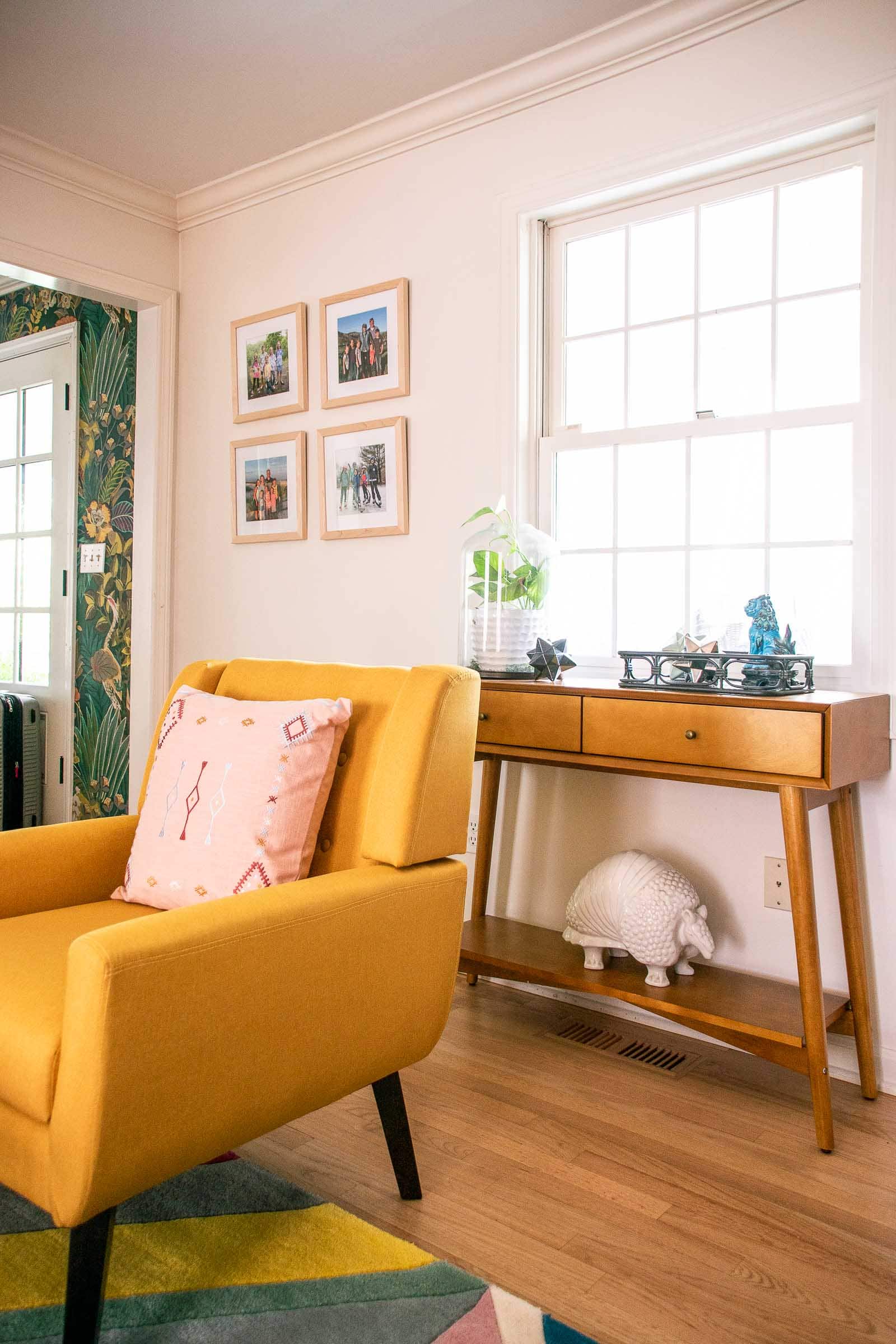 console table under the window