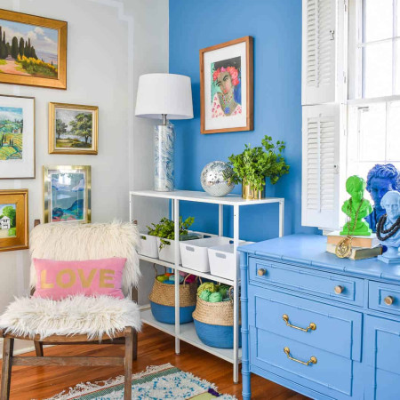 Interior shot of colorful dining room.