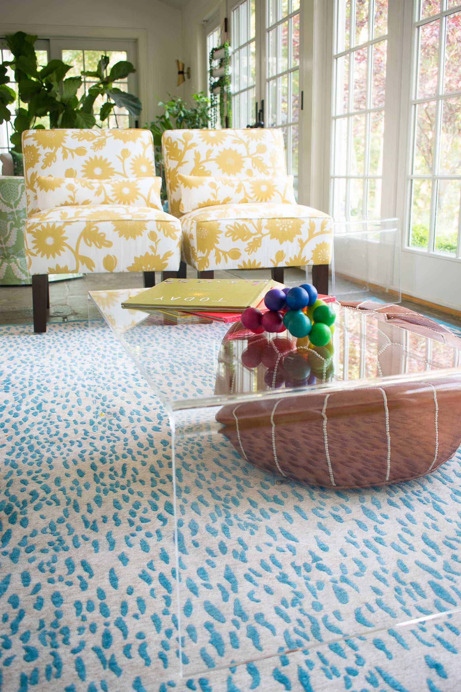 yellow slipper chairs in playroom