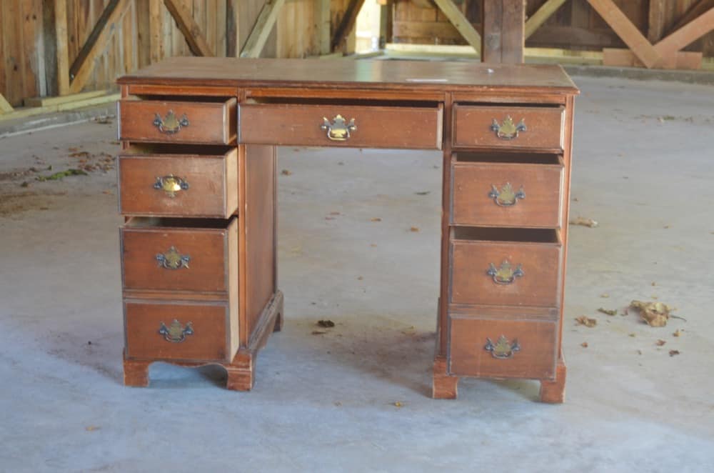 Refinished pink desk for a little girls thrifted room.