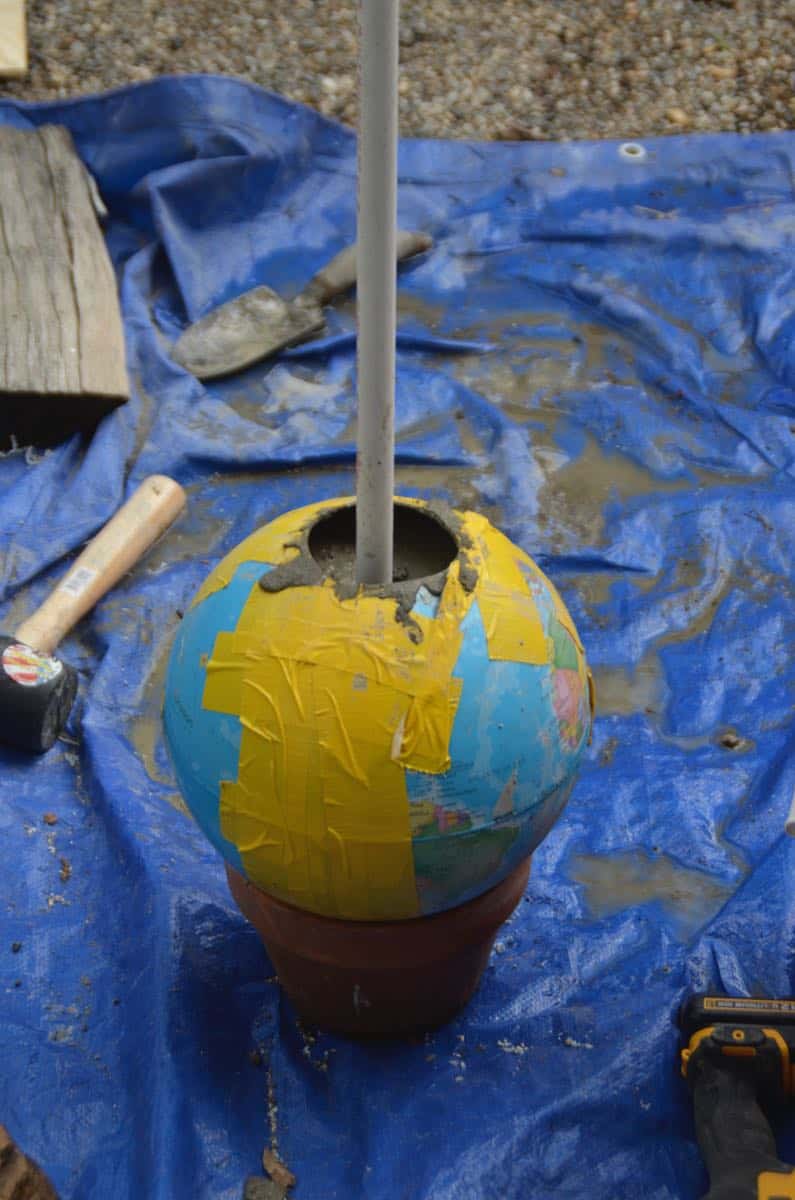 Make a bubbling concrete orb backyard fountain.