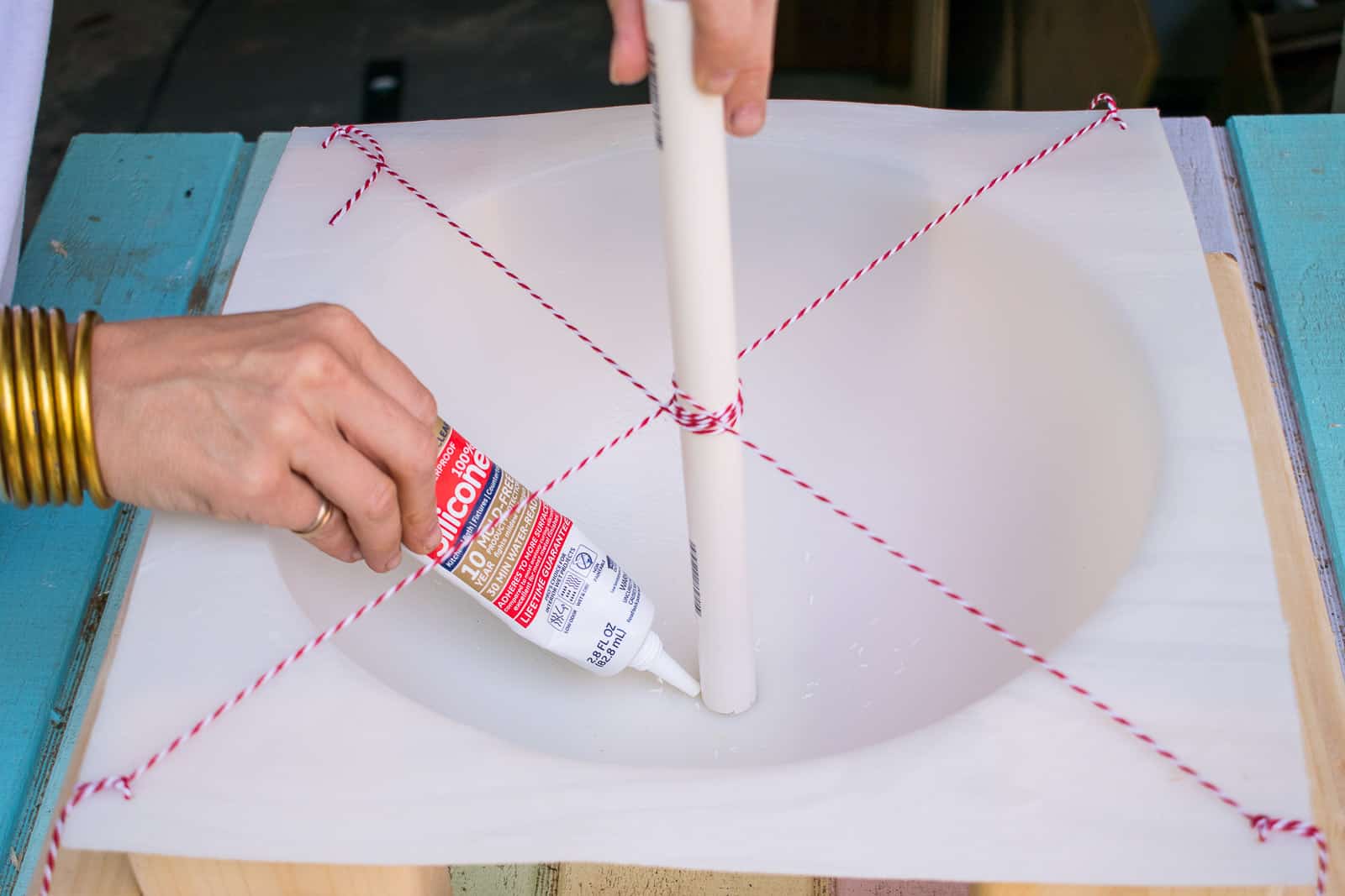 apply silicon to hold pvc pipe in place
