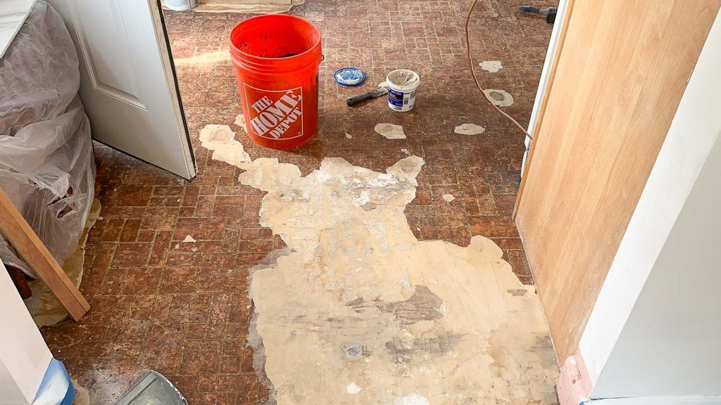 prepping kitchen floor