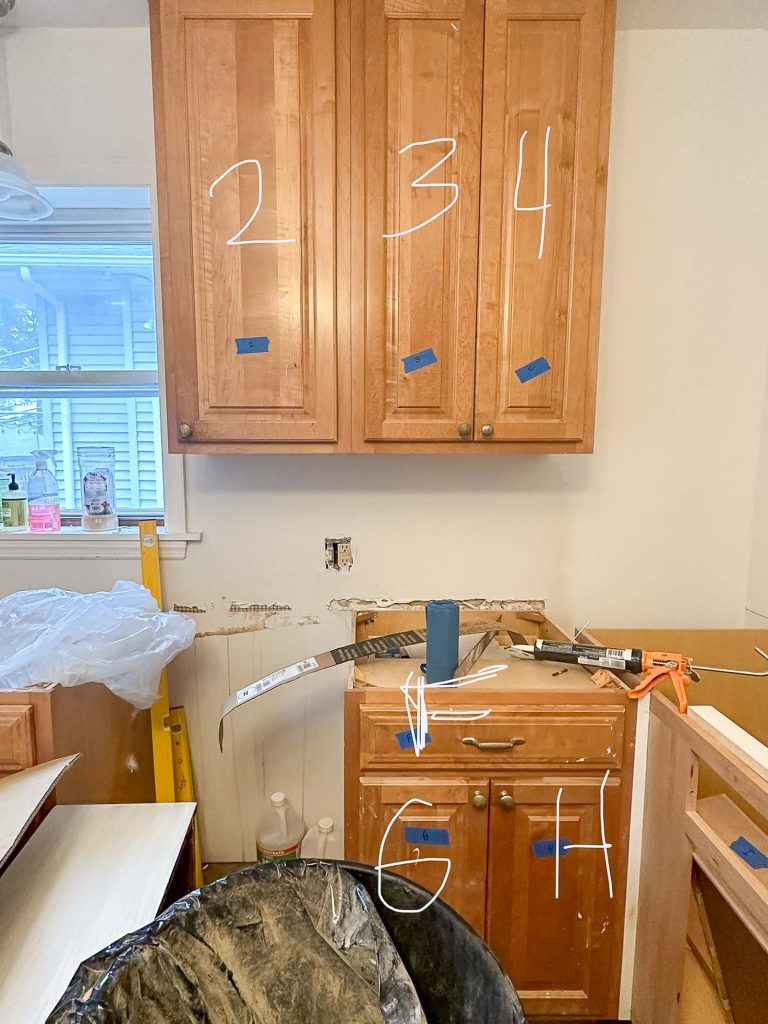 marked photo of cabinet doors