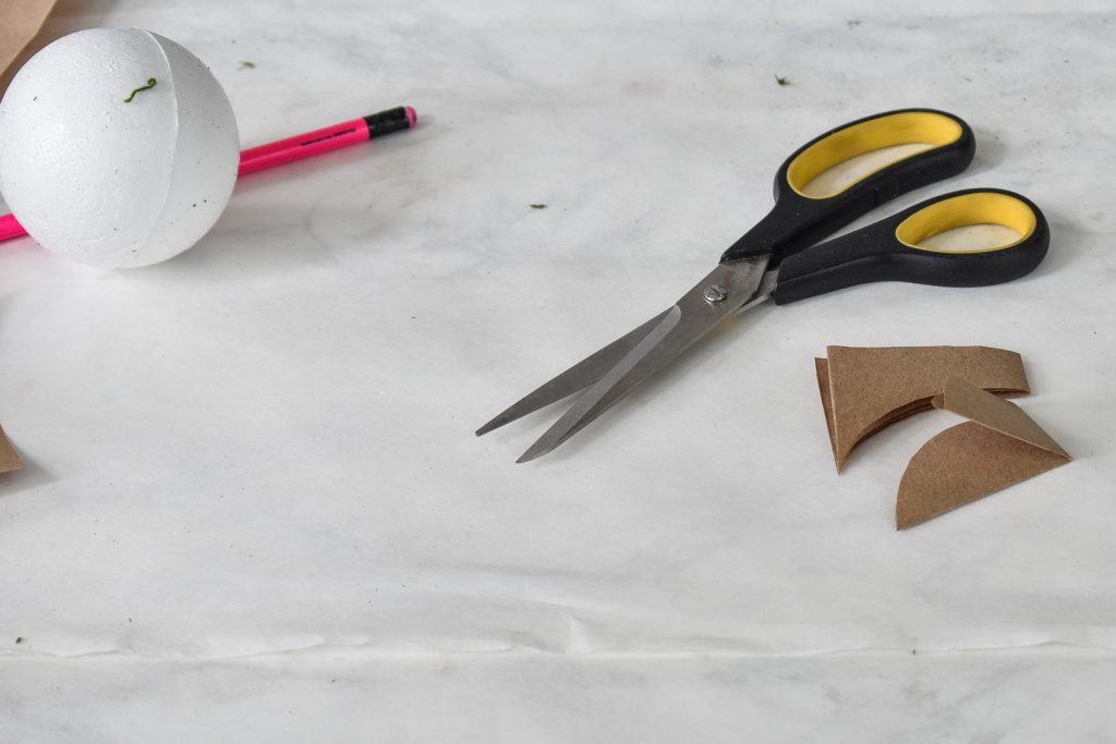 cut out a template for diy moss balls
