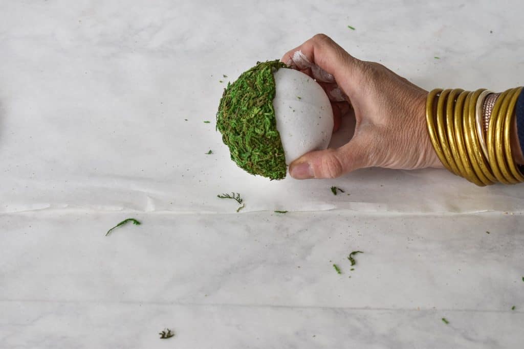 adhere moss to foam ball