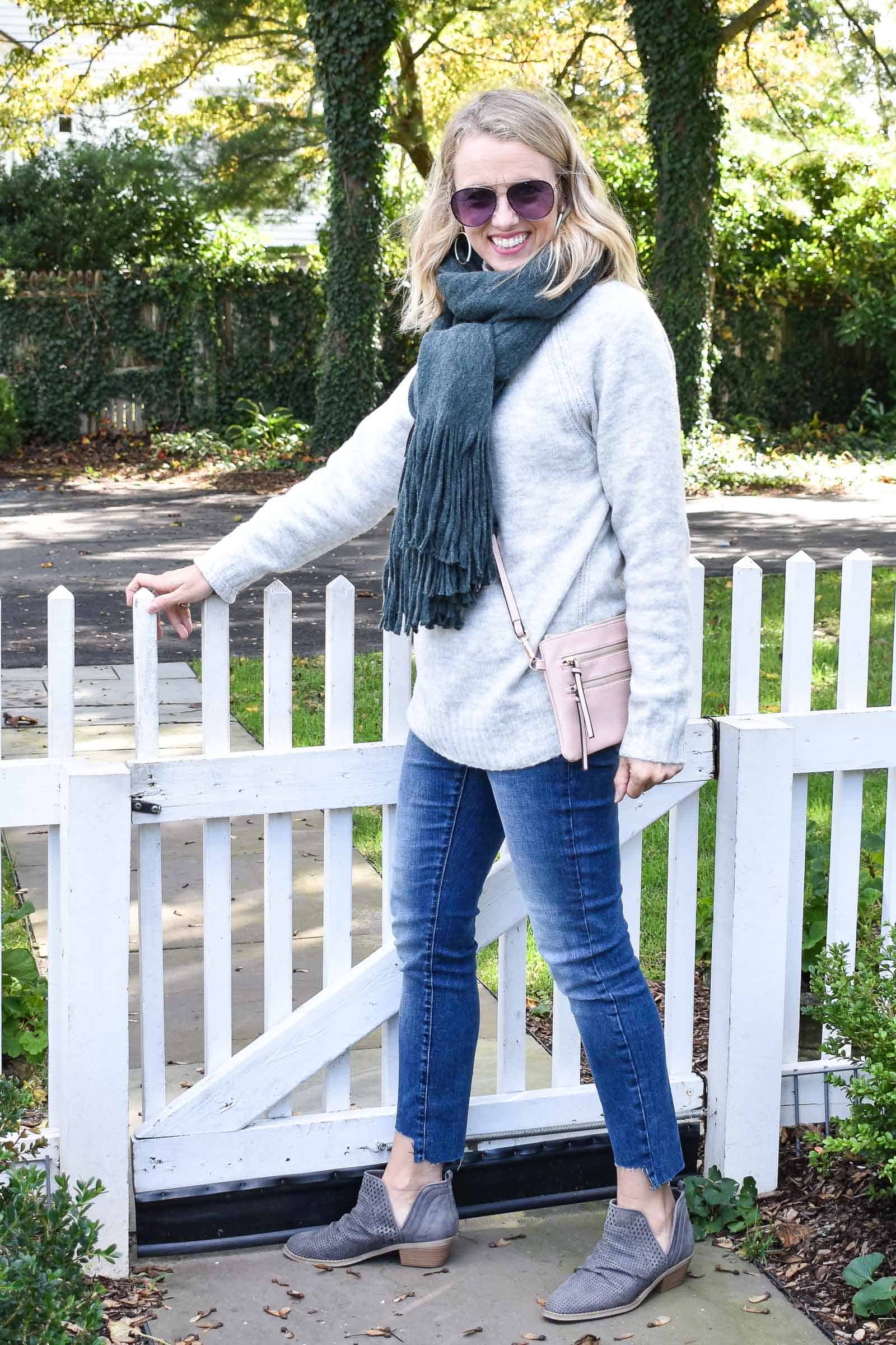 gray mock turtleneck