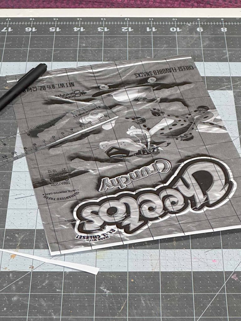 pencil grid on Cheetos bag