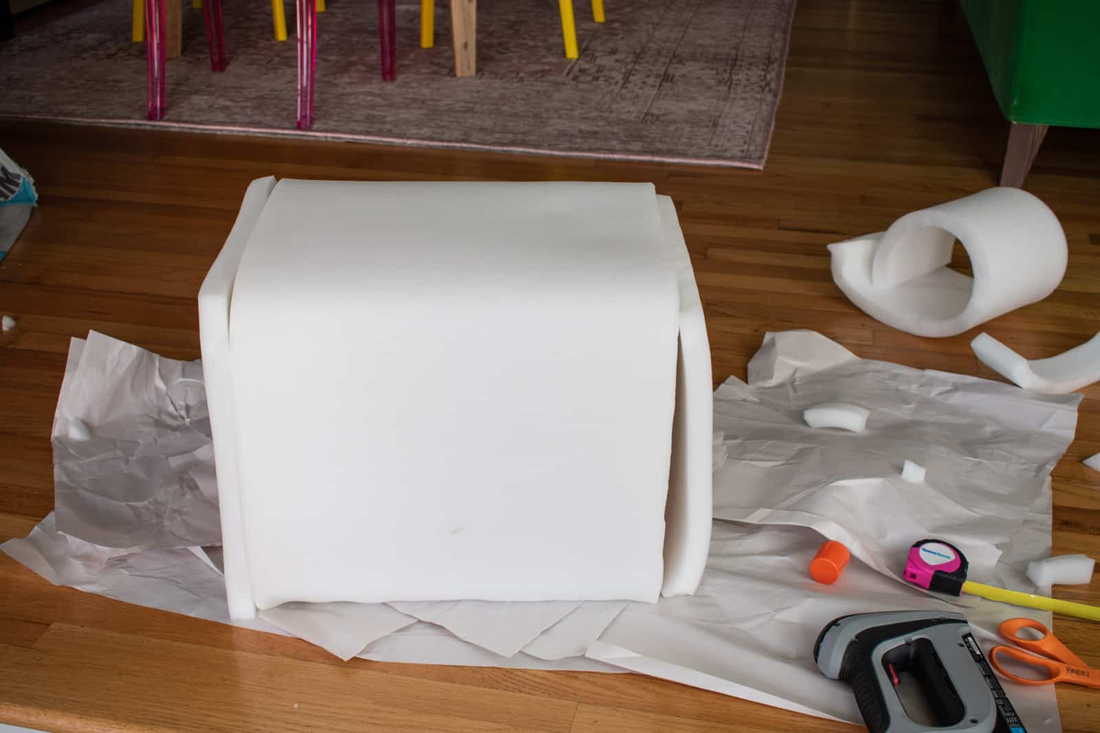 foam wrapped ottoman