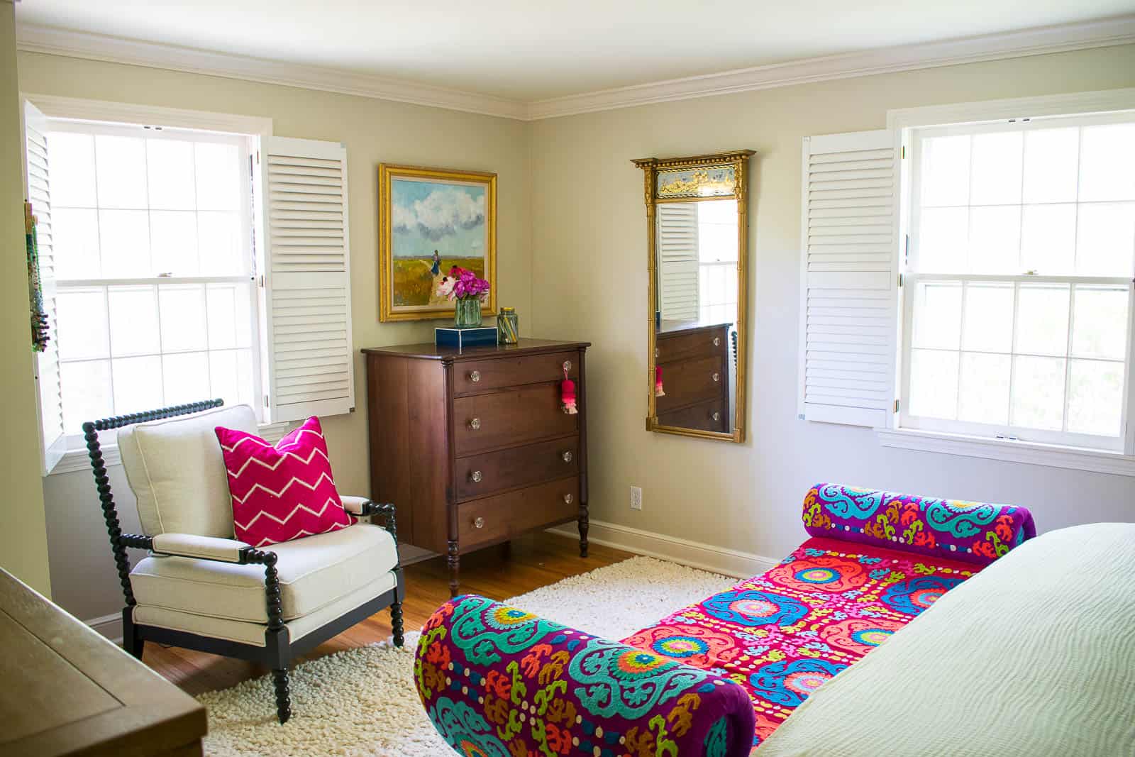 dresser with touches of pink