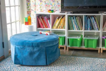 reupholstered thrift store ottoman
