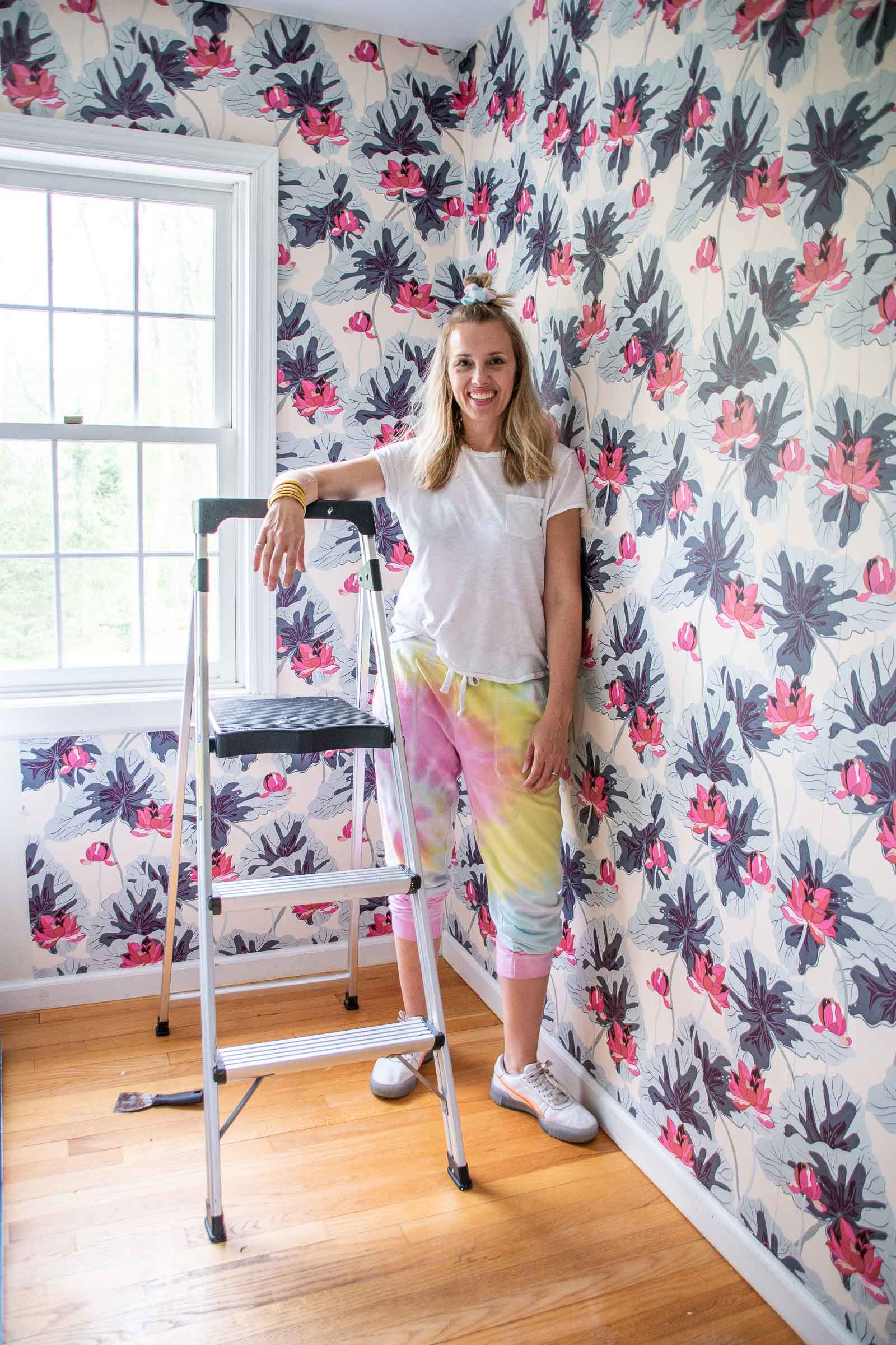hanging wallpaper in laundry room