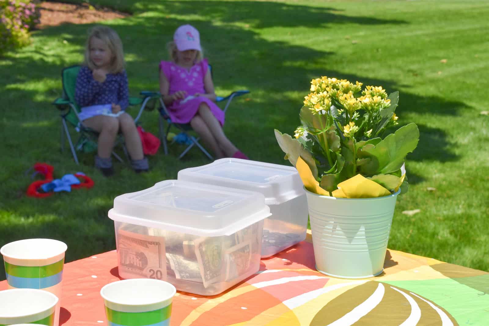 money bins for lemonade sale