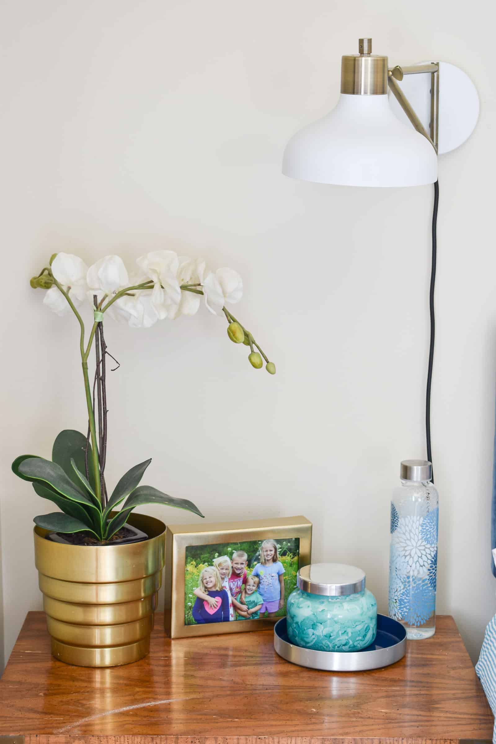 mounted lamp in master bedroom