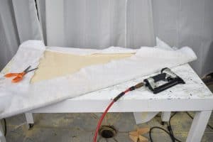 adhere, staple and trim batting