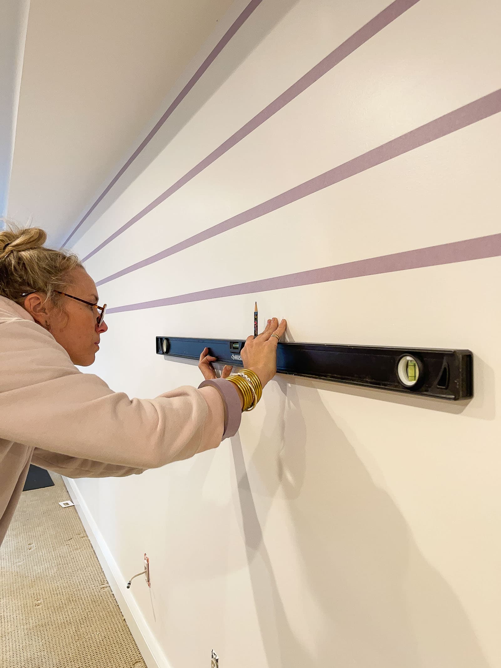 tape off horizontal lines on the wall