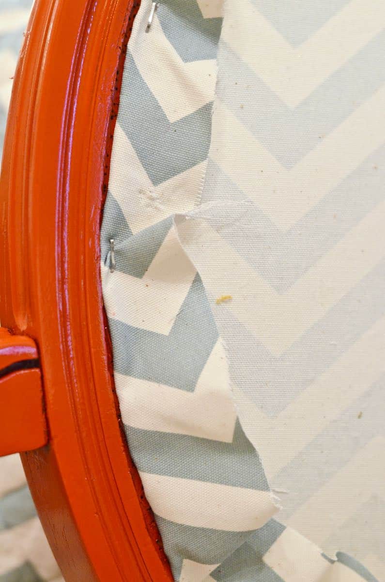 how to reupholster old armchairs with colorful new fabric.