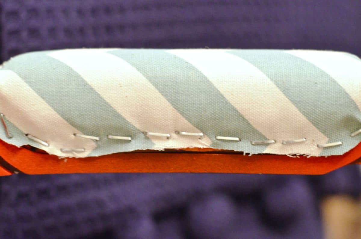 how to reupholster old armchairs with colorful new fabric.