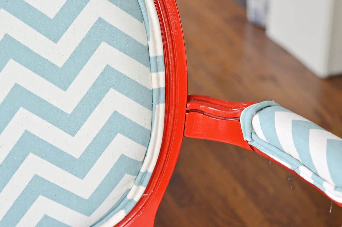 how to reupholster old armchairs with colorful new fabric.
