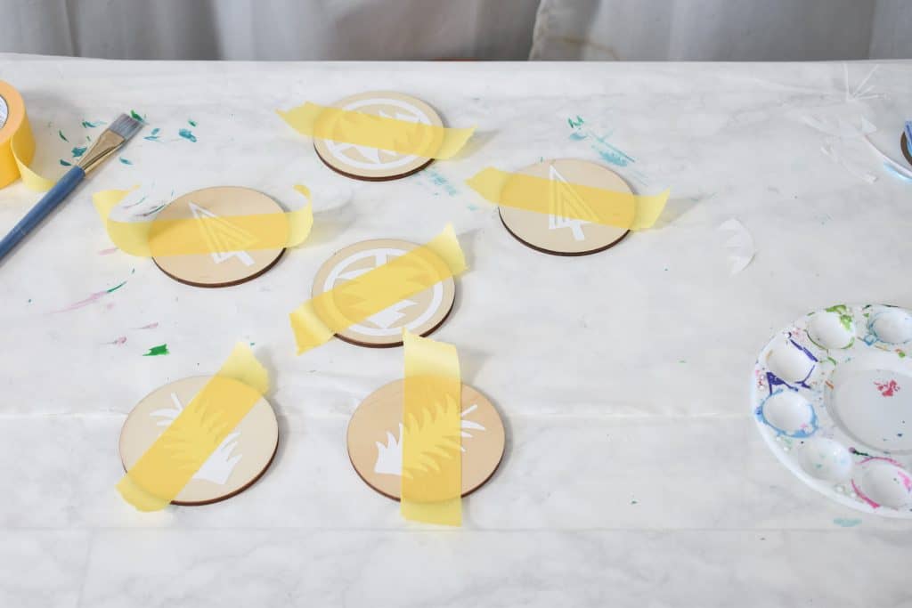 tape off and paint 1/2 your stenciled ornament