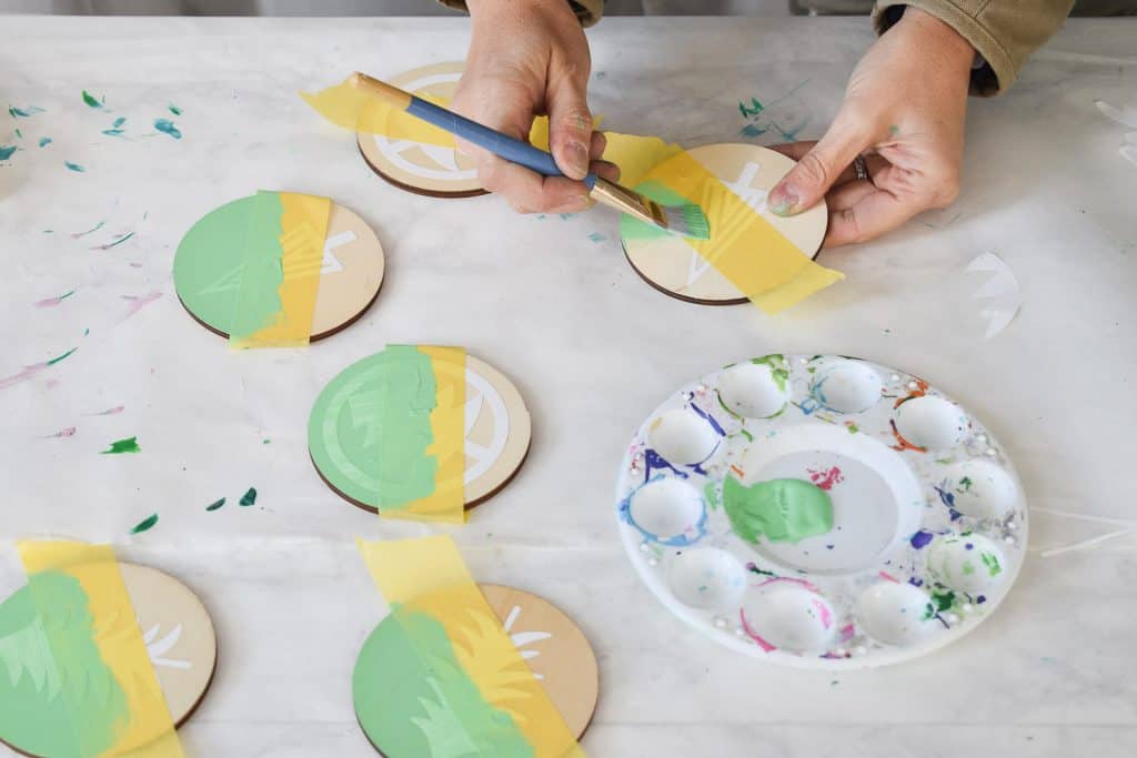 tape off and paint 1/2 your stenciled ornament