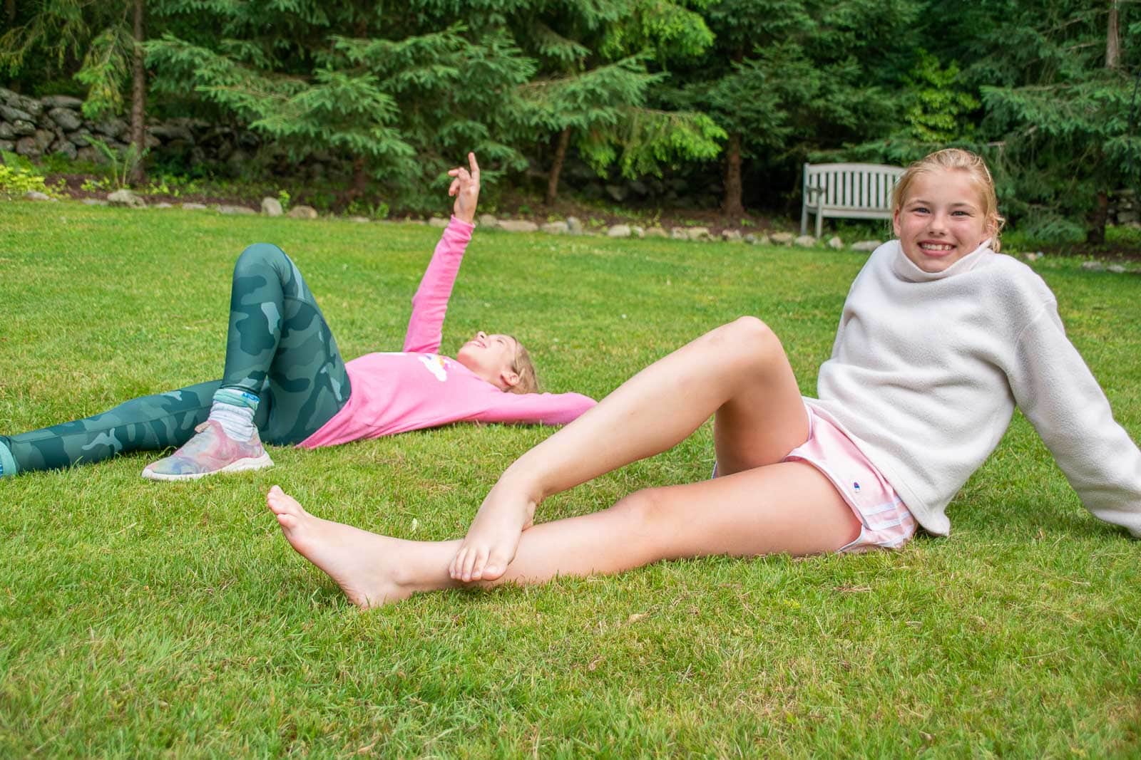 kids playing on the lawn