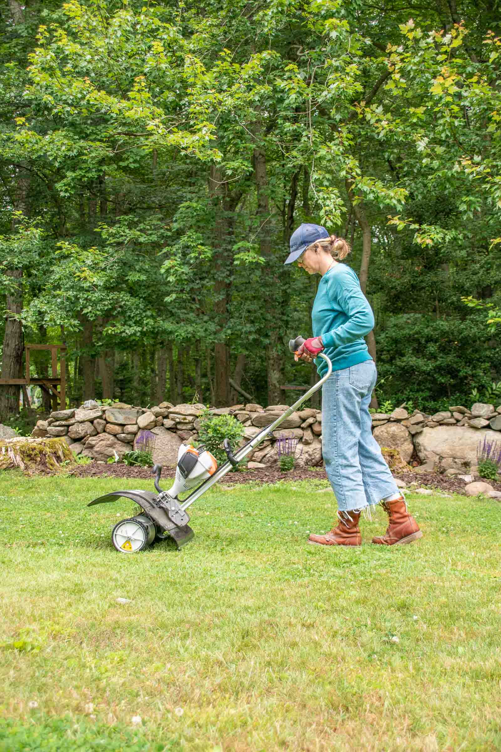 dethatching our lawn with the yard boss
