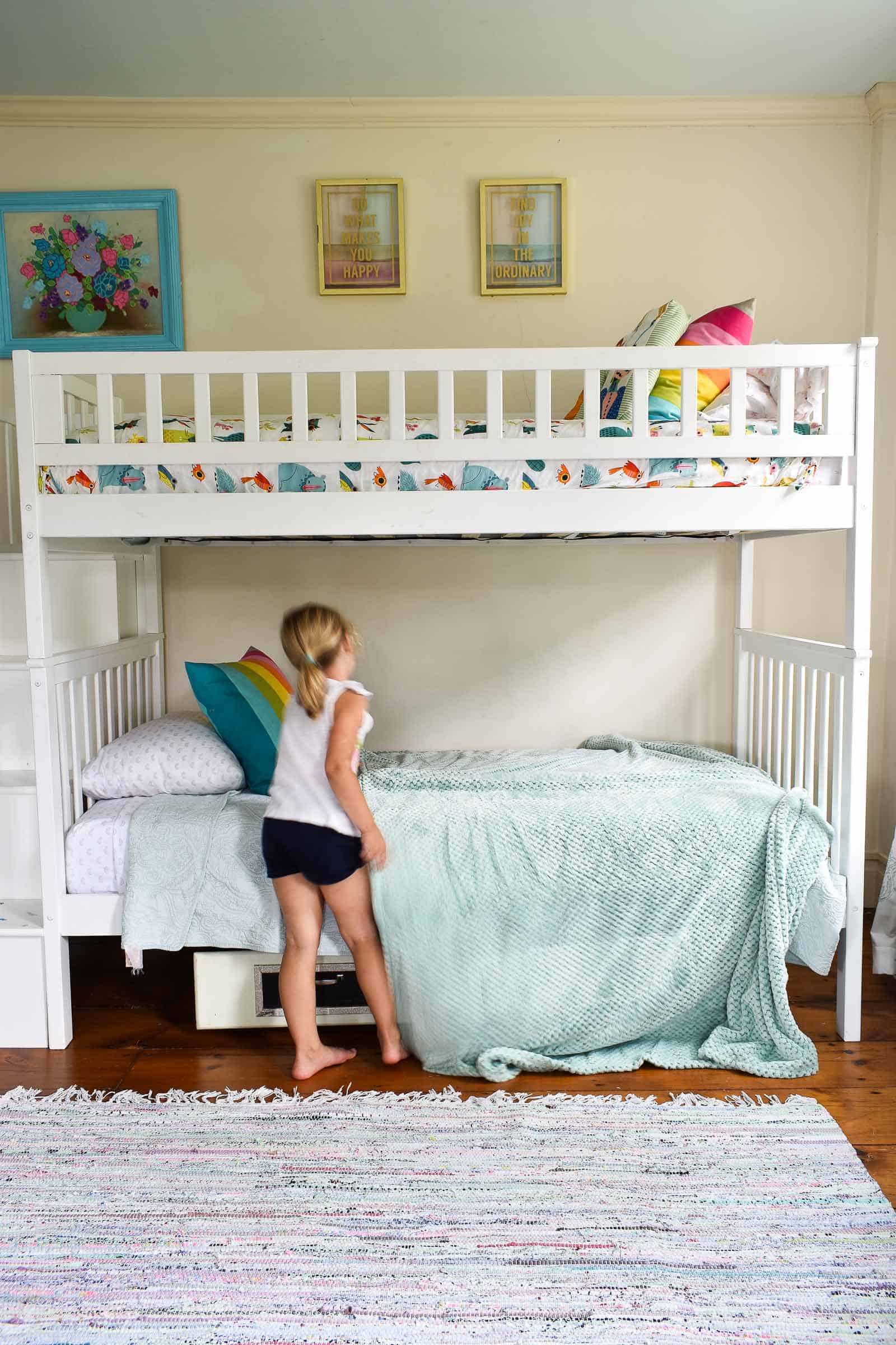 making the bed with new cozy bed from kohls