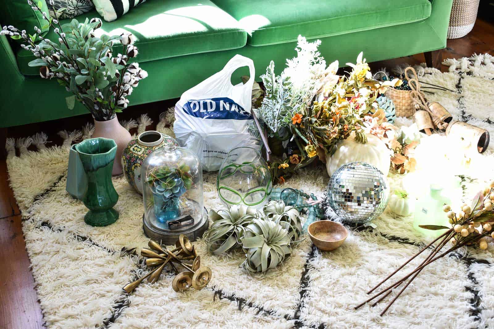 gather all the items that could work on the mantel