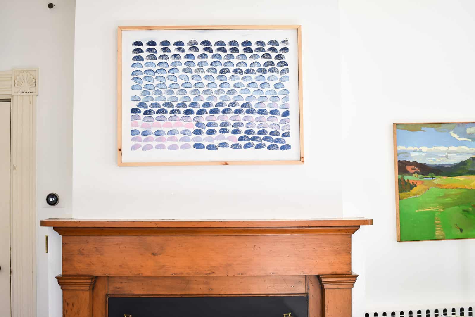 hanging one stamped painting