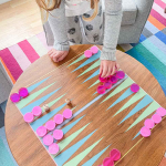 painted DIY backgammon table
