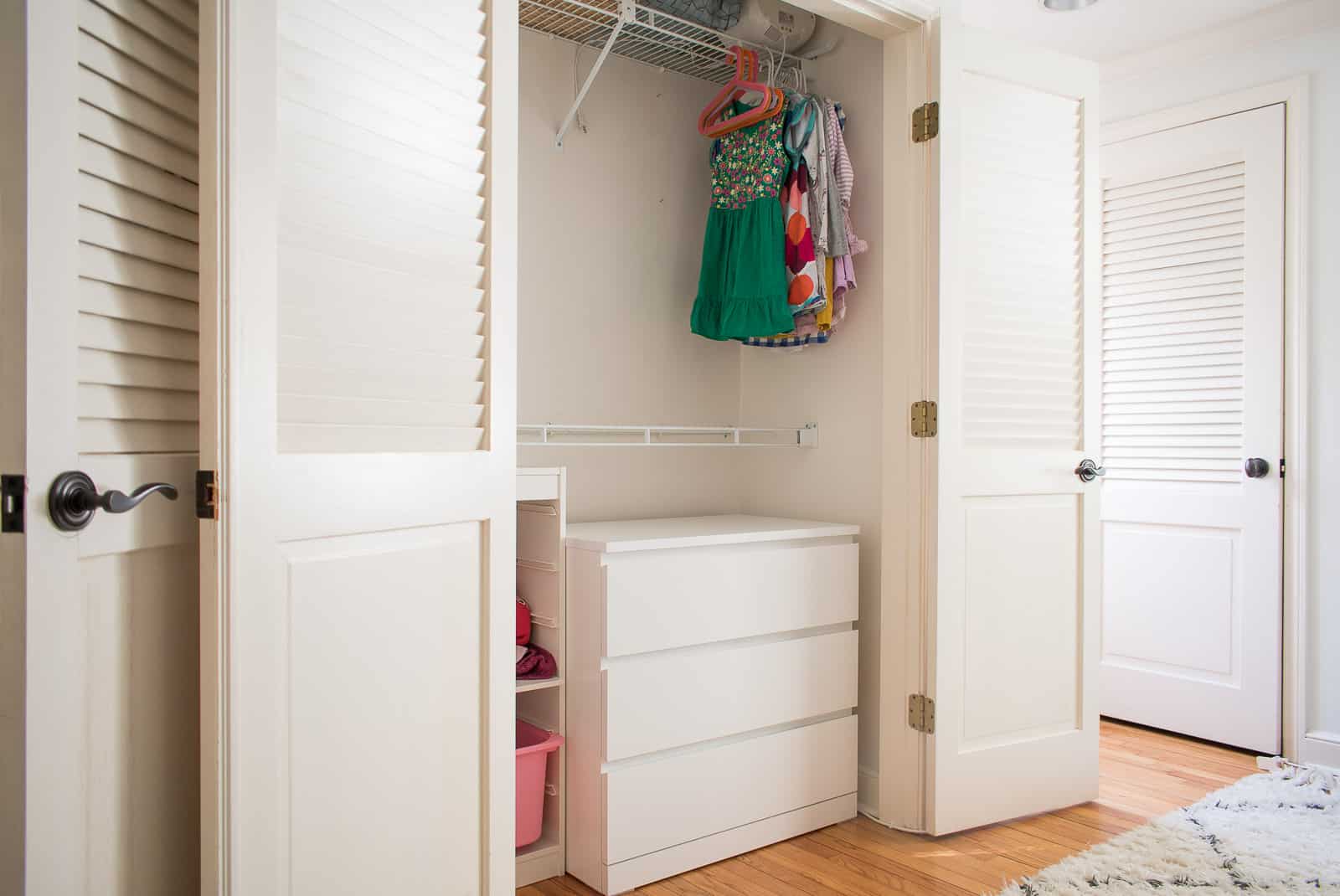 adding Ikea storage to kids closet